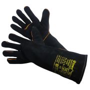 Краги из спилка черного цвета Track Dark Long, длина 42 см